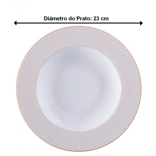 Prato 23cm Fundo Aurum Em Porcelana Decorada Tramontina
